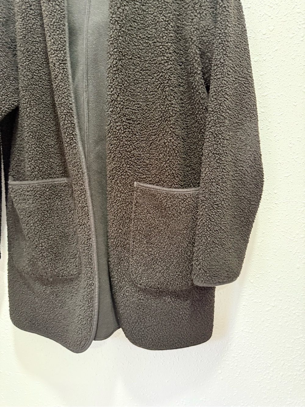 Joie woman's Black hooded Plush Teddy/sherpa Coat Jacket Cozy Open Front M - Picture 10 of 11